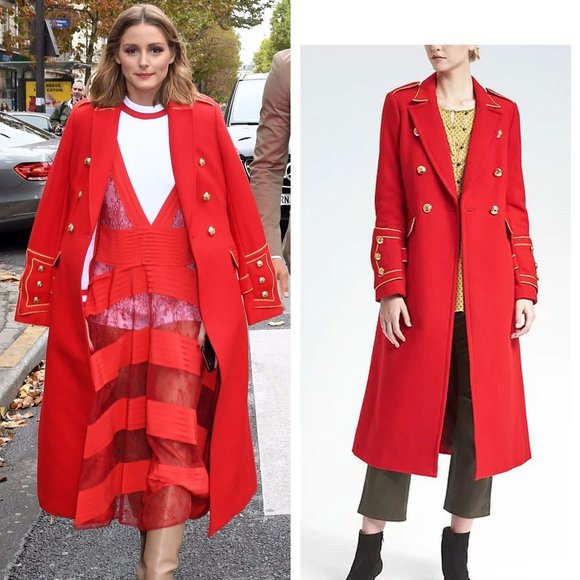 Banana Republic Jackets & Blazers - Olivia Palermo for BR Red Wool Maxi Military Coat